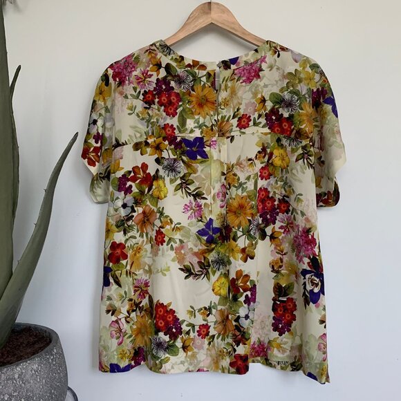 Banana Republic Machine Washable Stretch Silk Floral Crew - Picture 9 of 13